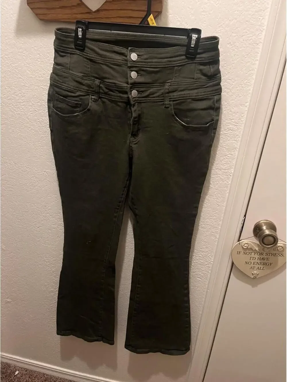 Shein Curve + Plus Women's Green and Khaki Jeans